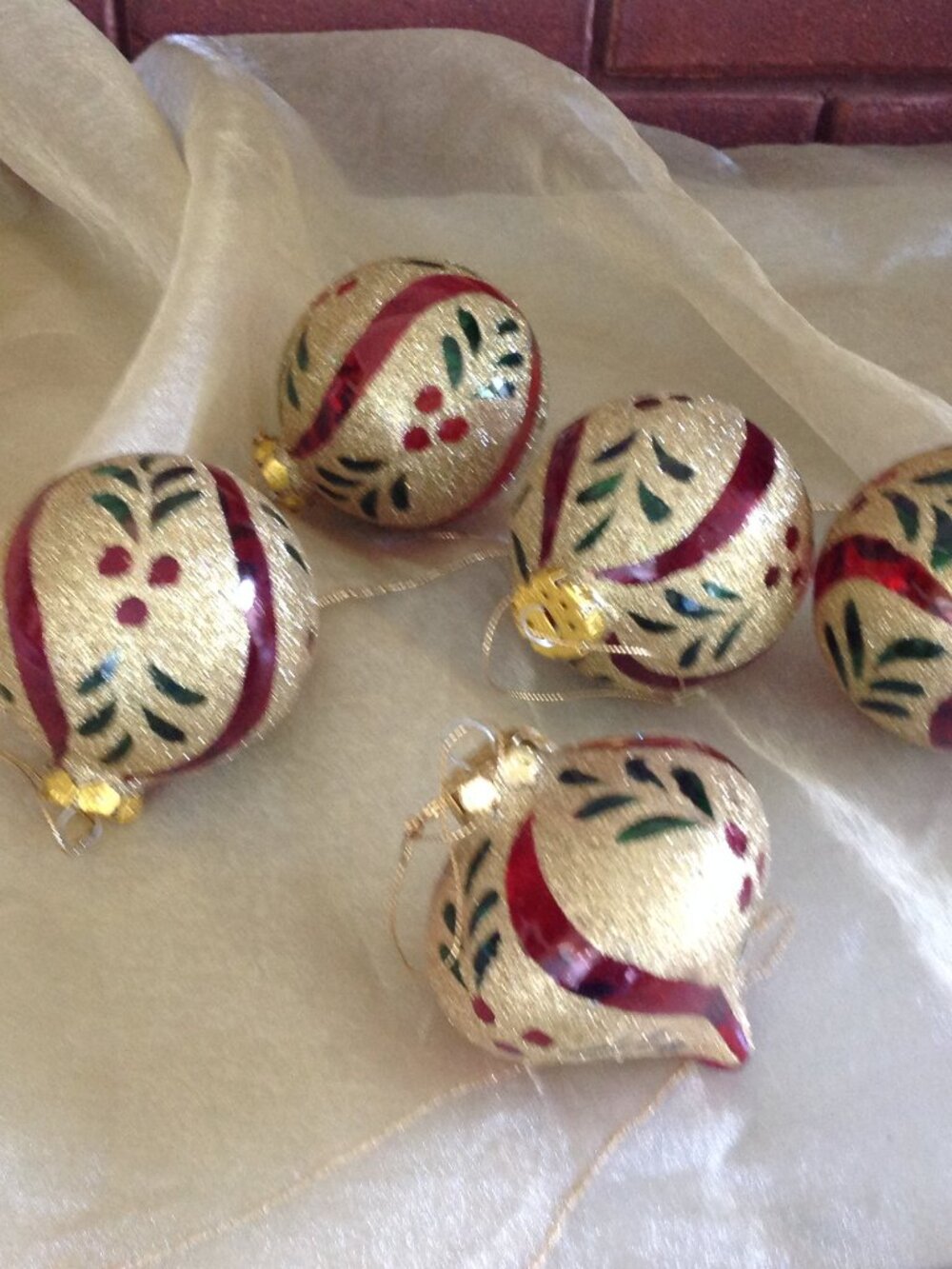 5 Vintage Glass Christmas Ornaments